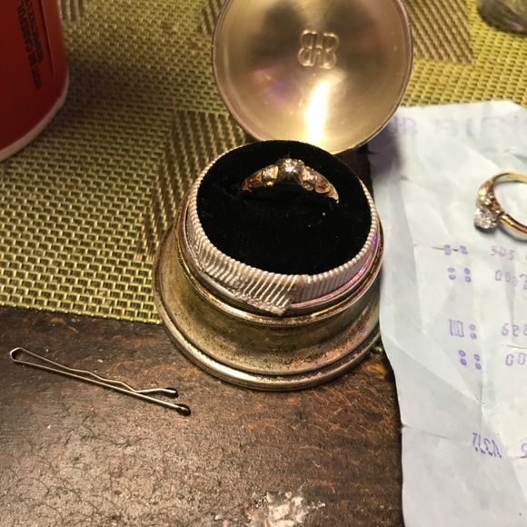 Antique engagement&wedding ring combo with receipt from 1958 - Picture 3 of 4